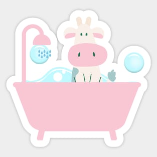Cow in the bathtub Sticker